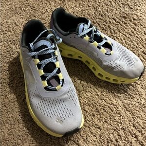 On Running Women's Athletic Shoes in Light Gray and Yellow